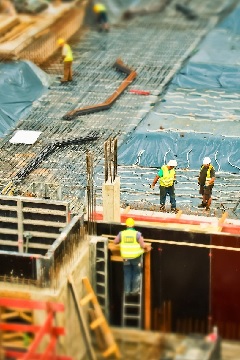 Reinforced concrete and steel structure under construction