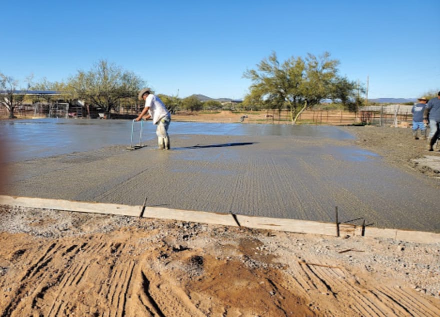 Freshly graded and poured pad on an Arizona site