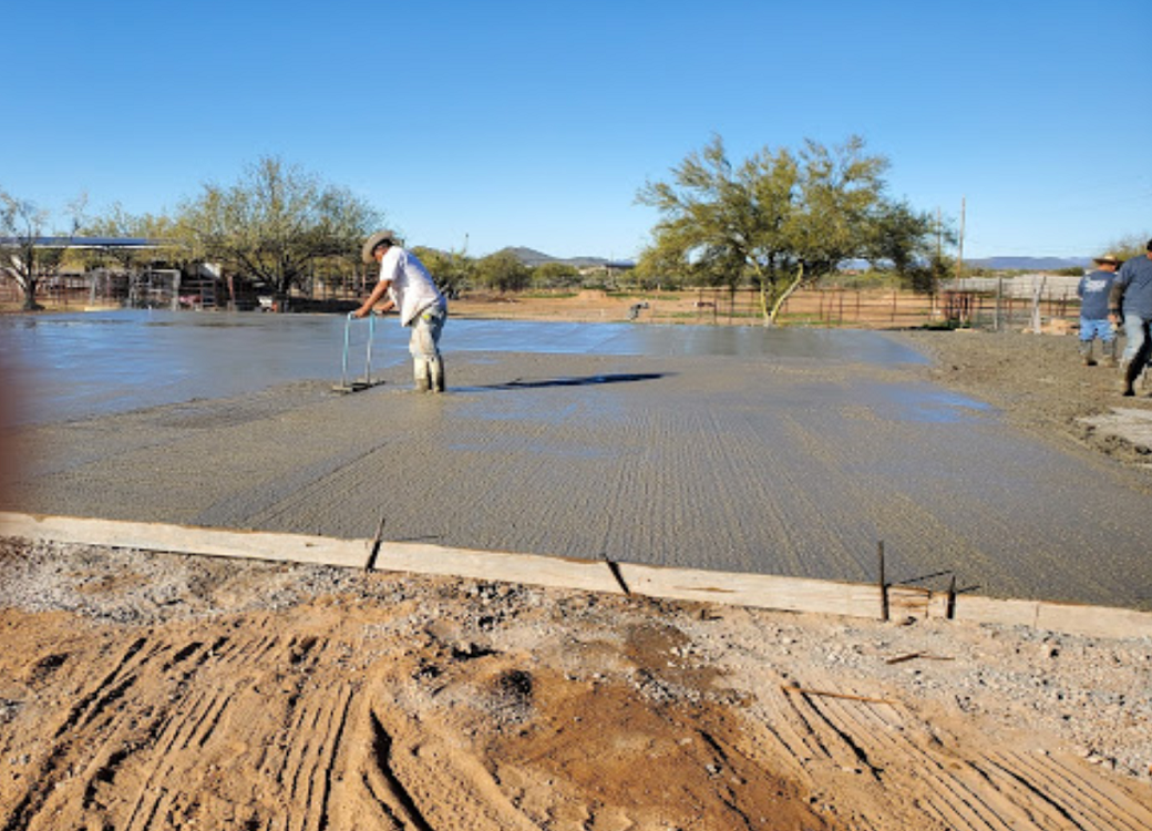 Freshly graded and poured pad on an Arizona site