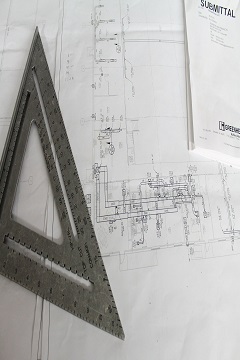 Engineering submittal drawings with a drafting square